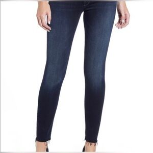MOTHER High Waisted Looker ankle Fray Dark Wash Skinny Jeans Like New